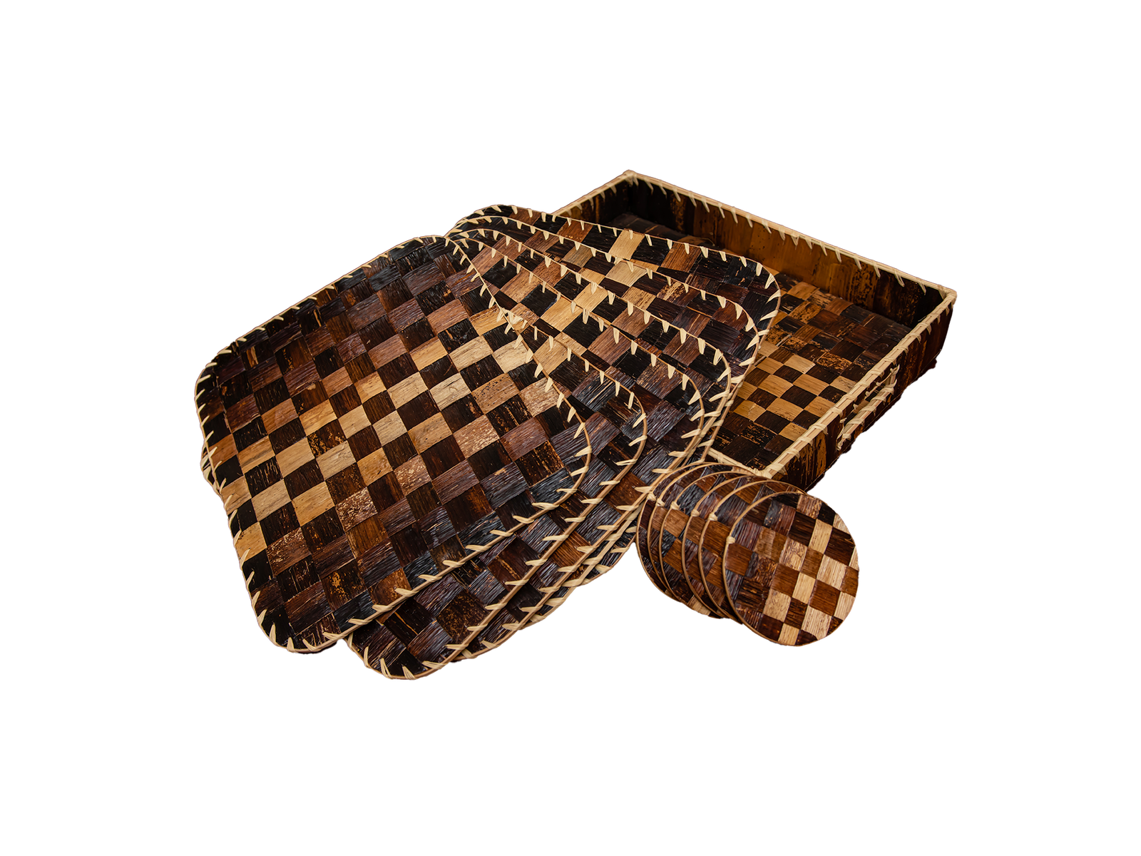 A Set of 6 Banana Fibers Handwoven Placemats – Rectangular